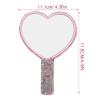 Heart-Shaped Hand Mirror with Handle, Pink ABS with Rhinestones view 2