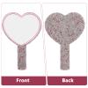 Heart-Shaped Hand Mirror with Handle, Pink ABS with Rhinestones view 3