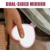 Heart-Shaped Hand Mirror with Handle, Pink ABS with Rhinestones view 4