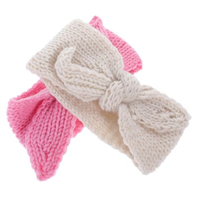 IWOWHERO 2-Pack Baby Headbands with Bows, Knitted Hairbands for Newborns and Toddlers
