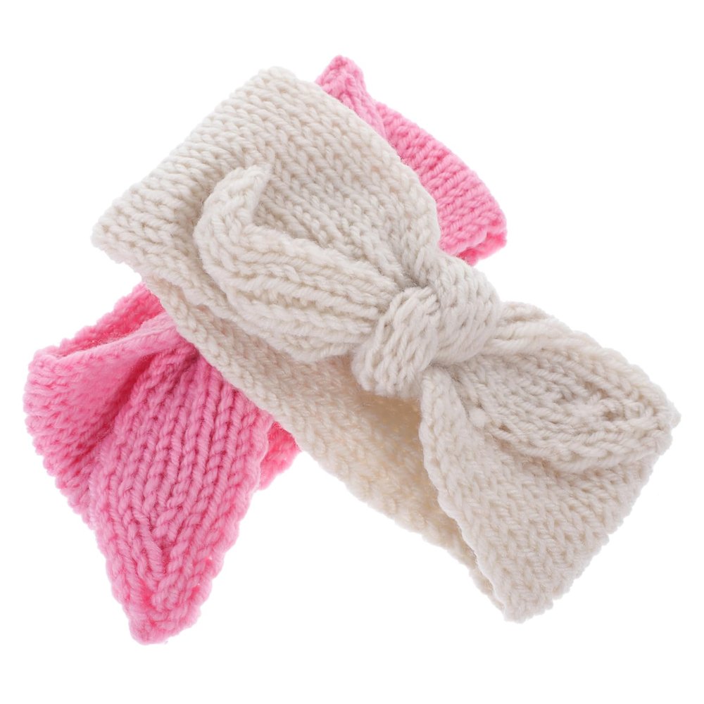IWOWHERO 2-Pack Baby Headbands with Bows, Knitted Hairbands for Newborns and Toddlers