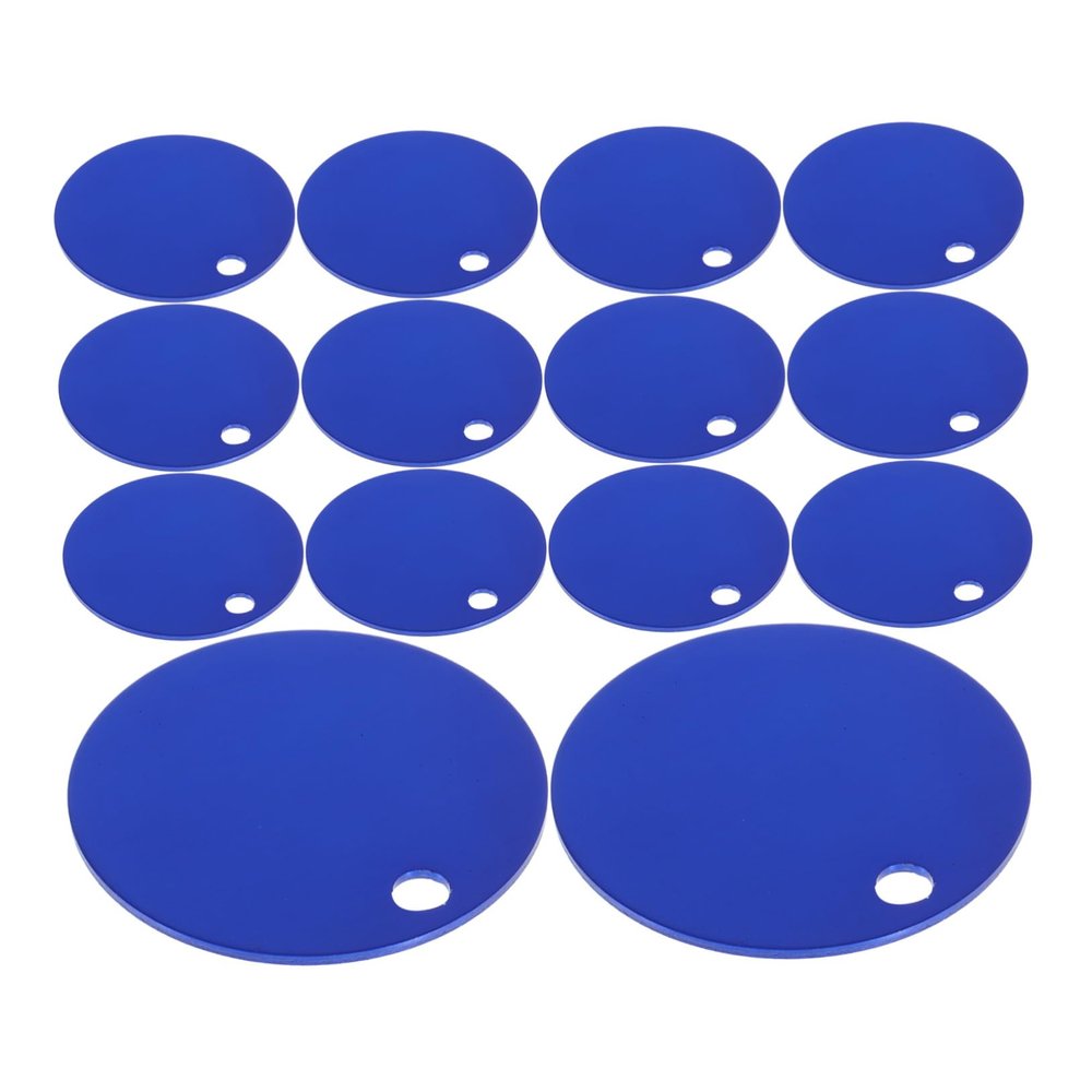 Housoutil 25-Pack 35 mm Round Blue Aluminum Pet Tags with Hole