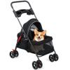 Folding Pet Stroller for Puppies and Cats with Cup Holder and Adjustable Canopy view 1