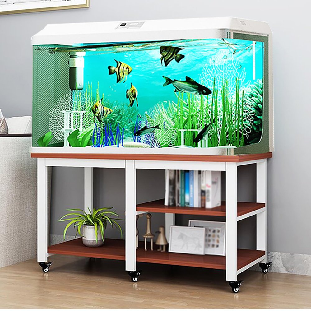 Aquarium Stand with Wood Top and Swivel Wheels