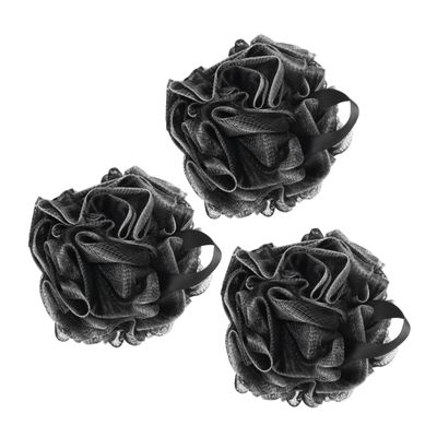 Black PE Shower Pouf for Gentle Cleansing