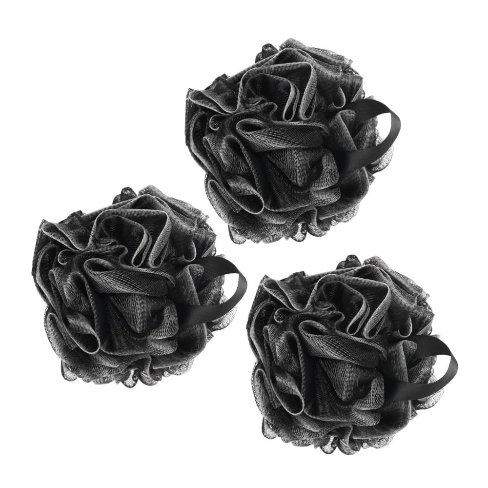 Black PE Shower Pouf for Gentle Cleansing