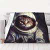 Animal, Cat and Astronaut Print Throw Blanket, 127 x 101 cm, Soft Cozy Fleece Blanket view 1