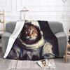Animal, Cat and Astronaut Print Throw Blanket, 127 x 101 cm, Soft Cozy Fleece Blanket view 3