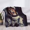 Animal, Cat and Astronaut Print Throw Blanket, 127 x 101 cm, Soft Cozy Fleece Blanket view 4
