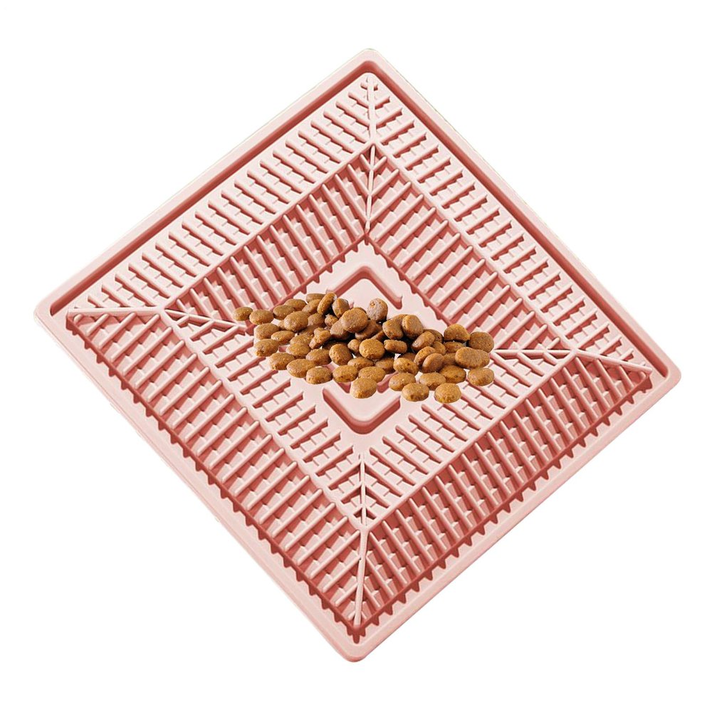 Cat Food Puzzle Mat: Waterproof Interactive Slow-Feeder Mat with Flexible, Non-Slip Silicone and Wooden Dispenser