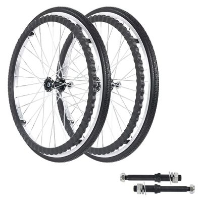 24-Inch Wheelchair Replacement Wheels, 2-Pack, Black, 100 kg Capacity
