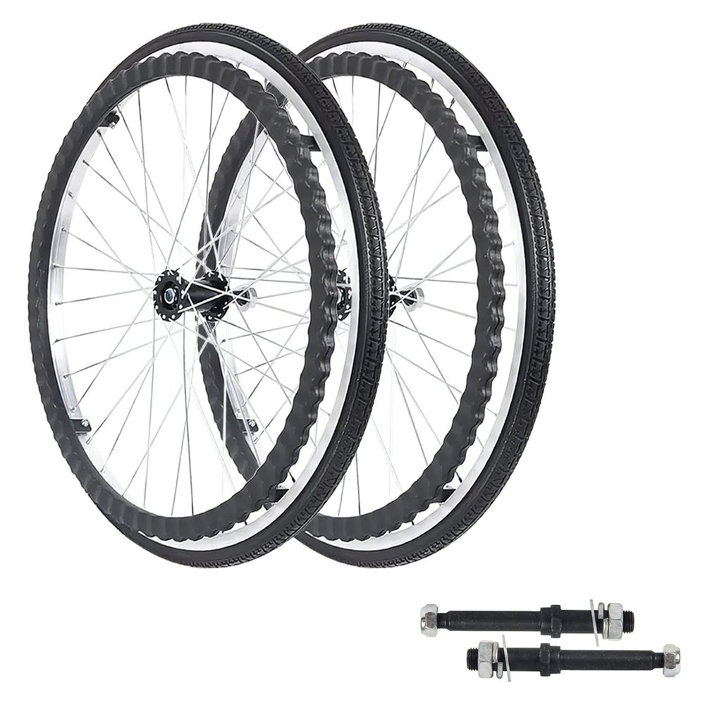 24-Inch Wheelchair Replacement Wheels, 2-Pack, Black, 100 kg Capacity