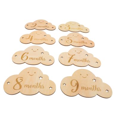 MAGICLULU 8-Piece Wooden Baby Milestone Cards with Cloud Design