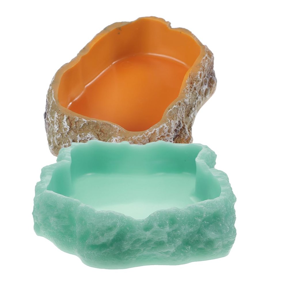 HAPINARY 2-Piece Reptile Water Bowls for Turtles, Resin, Space-Saving and Easy to Clean