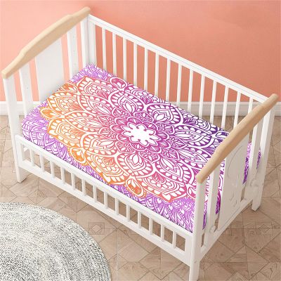 Odot Baby Crib Fitted Sheet, Mandala Style, Soft Breathable Microfiber, Purple, 170 x 140 cm