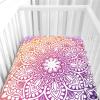 Odot Baby Crib Fitted Sheet, Mandala Style, Soft Breathable Microfiber, Purple, 170 x 140 cm view 2
