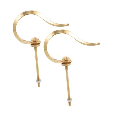 BUGUUYO 2-Pack Brass Hooks for Small Cages, Smooth and Weather-Resistant, for Hanging Bird Cages Outdoors