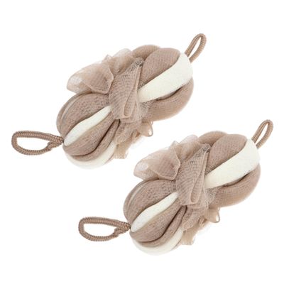 VICASKY 2-Pack Nylon Shower Puffs with Long Mesh and Hanging Cords