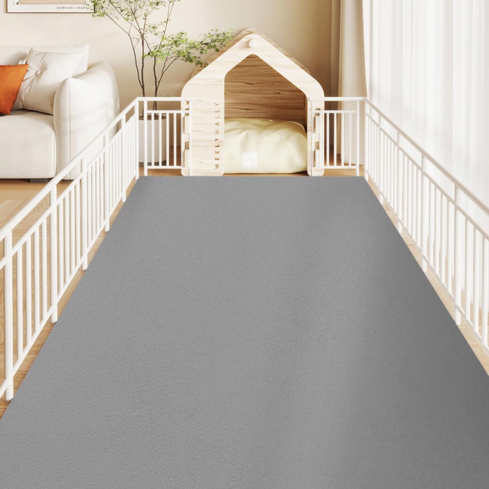 Pet Feeding Mat for Dogs and Cats, PVC Floor Protection Mat, Dog Bowl Mat, Scratch-Resistant, Abrasion-Resistant, Waterproof, Non-Slip, Gray, 80 x 120 cm