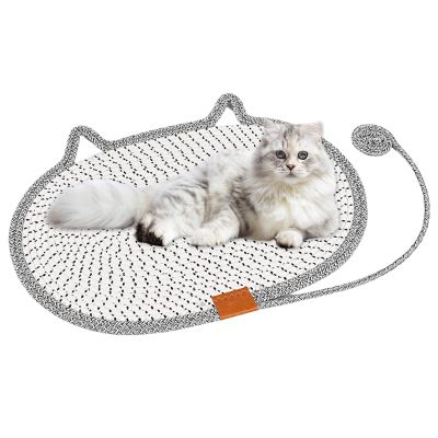 Round Horizontal Cat Scratching Mat, 33.7 x 24 x 1.9 cm, Washable Floor Protector