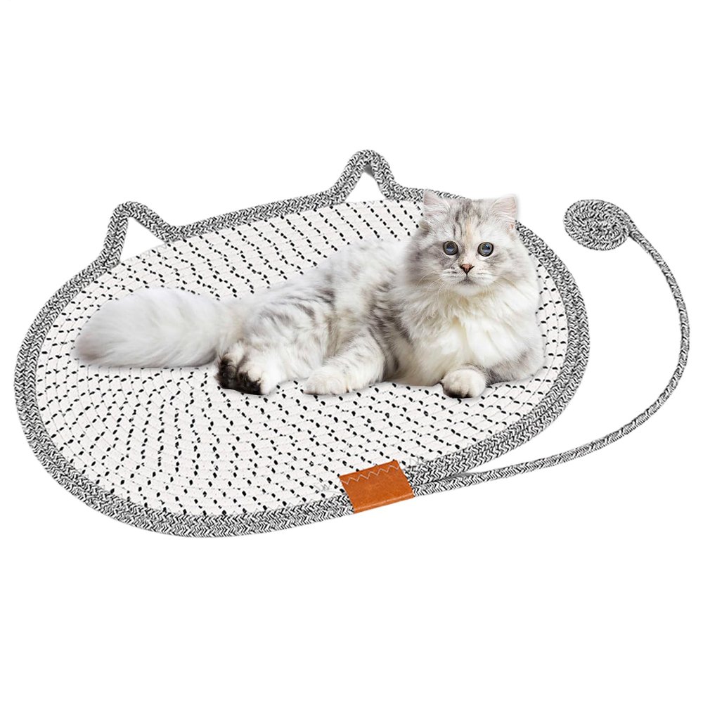 Round Horizontal Cat Scratching Mat, 33.7 x 24 x 1.9 cm, Washable Floor Protector