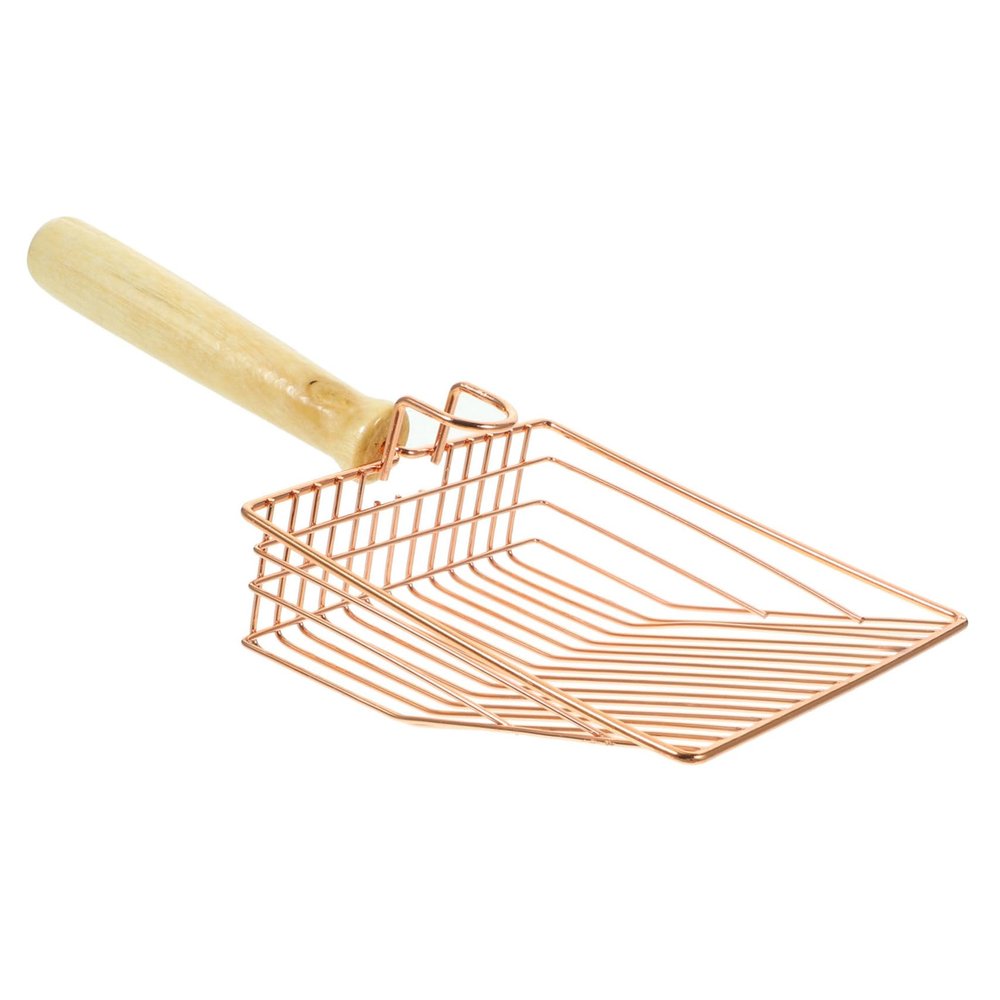 VANZACK Metal Cat Litter Scoop with Sieve and Wooden Handle