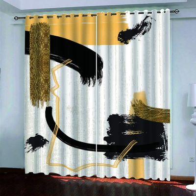 KGSK 3D Yellow Graffiti Blackout Curtains, 2-Piece Set, 180 x 250 cm
