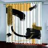 KGSK 3D Yellow Graffiti Blackout Curtains, 2-Piece Set, 180 x 250 cm view 1