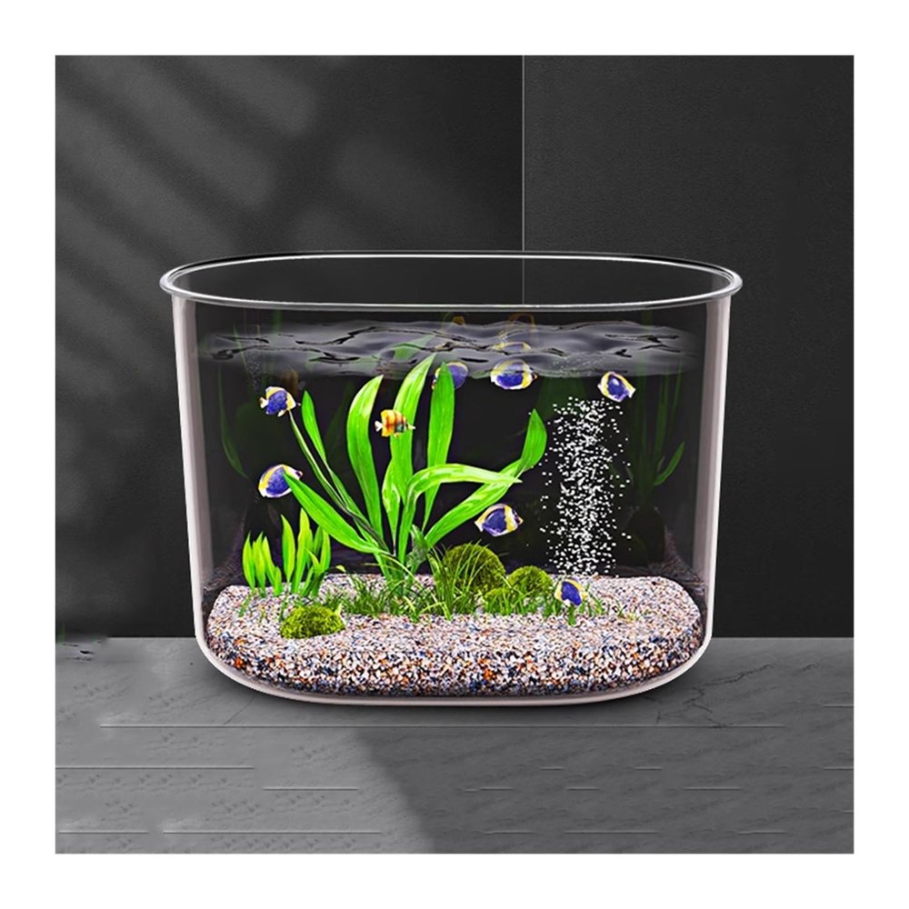 Lijiaxiuyc-101 Small Round Acrylic Aquarium, Clear, Drop-Resistant