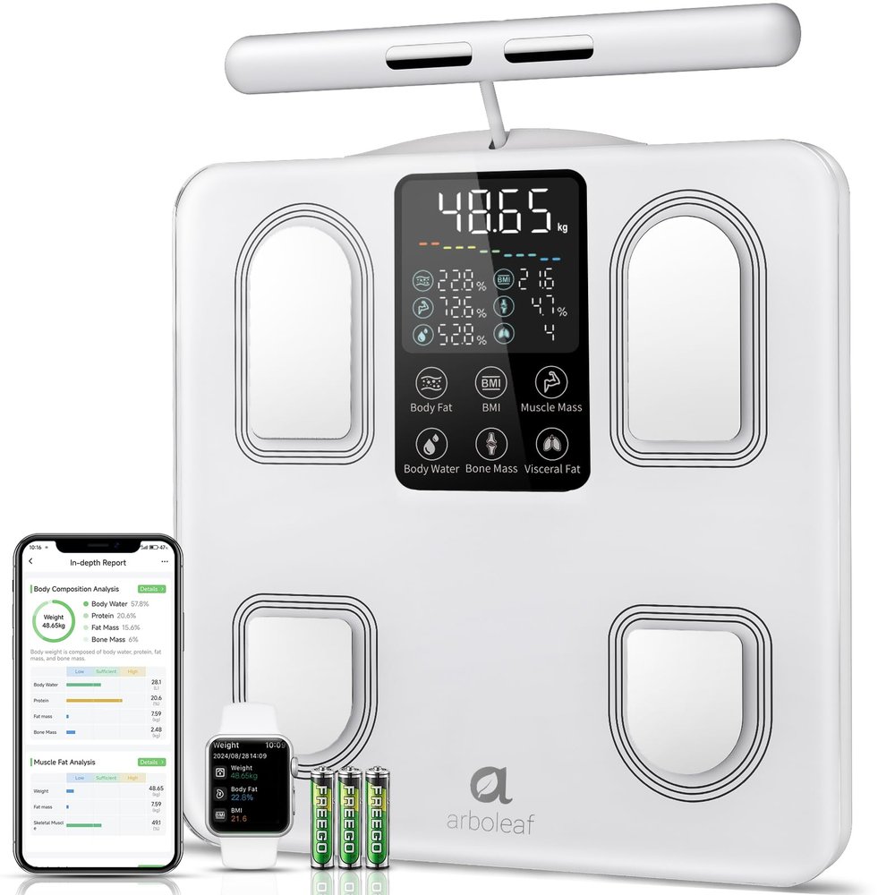 arboleaf Digital Body Fat Scale with Hand Sensors, 50 Metrics, Large Display