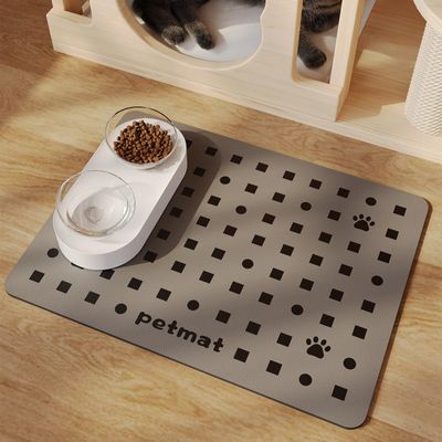Mateju Pet Feeding Mat for Dogs and Cats, Square Non-Slip, Quick-Dry (Camel, 30x50cm)