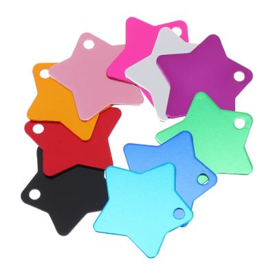 Toddmomy 10-Piece Pentagon Aluminum Pet Tags with Engraving, Cat Collar Decorations and ID Tags, Assorted Colors, Random Color