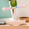 Wooden Tabletop Bird Perch Stand with Puzzle Enrichment Toy view 4