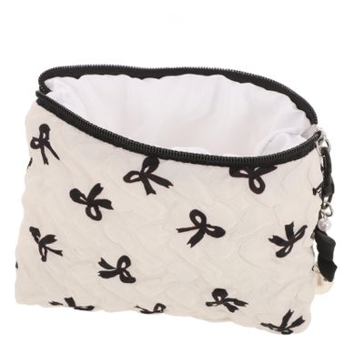 FRCOLOR Lightweight Travel Cosmetic Bag with Elegant Bow Design