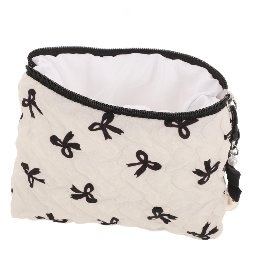 FRCOLOR Lightweight Travel Cosmetic Bag with Elegant Bow Design