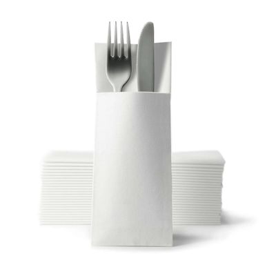 Gastroservietten.de Airlaid Cutlery Napkins, Cutlery Pouches with Napkin 32 x 40 cm, Wedding Cutlery Pouches, 50 pcs, White