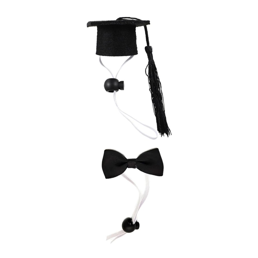 Toyvian Small Pet Graduation Hat and Bow Tie Set