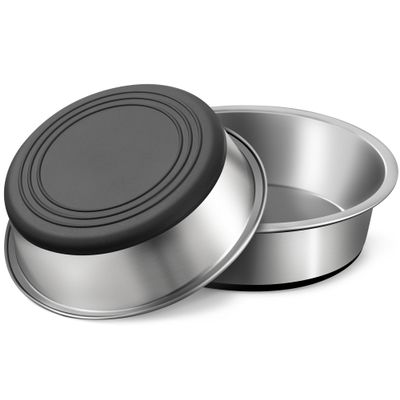 WROSWT Stainless Steel Dog Bowls, Rust-Resistant, with Non-Slip Rubber Bottom, Food-Grade, BPA-Free, 2-Pack (850 ml)