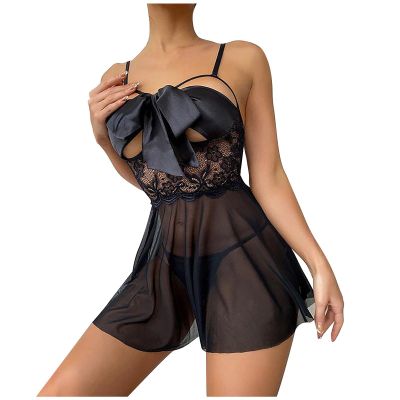 Women’s Sexy Lace Negligee Dress with G-String