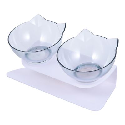 Abaodam Elevated Cat Food and Water Bowl with Removable Plastic Stand, White, for Cats and Small Dogs