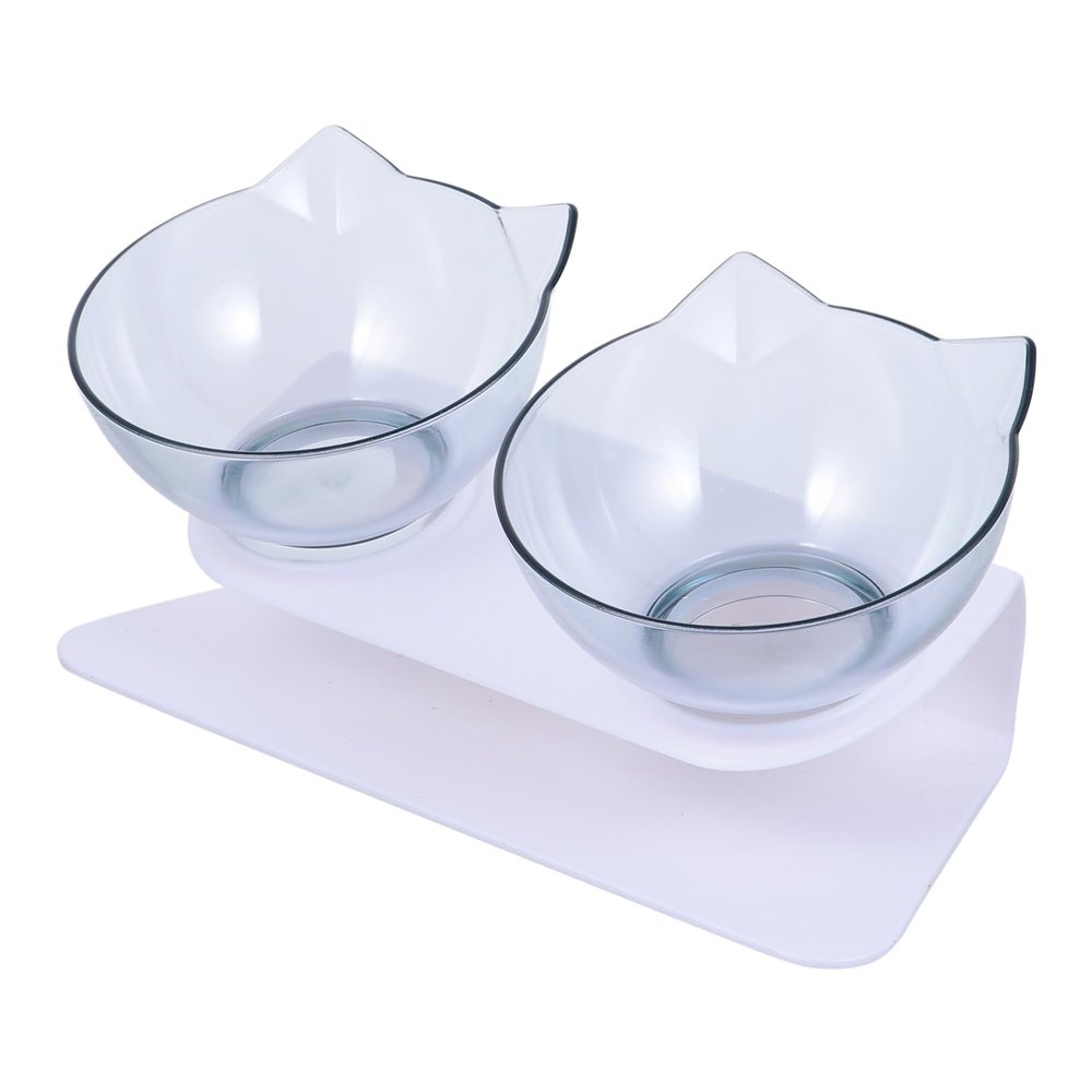 Abaodam Elevated Cat Food and Water Bowl with Removable Plastic Stand, White, for Cats and Small Dogs