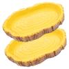 Toyvian Reptile Food Bowls, 2-Piece Resin Set, Yellow, Bowl-Shaped view 1