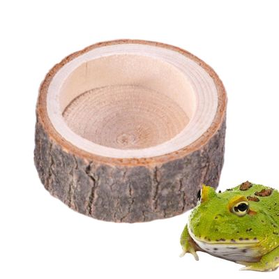 Generic Turtle Feeding Bowl, Reptile Feeding Bowl, Natural Wood Design Aquarium Decor & Amphibian Accessory for Turtles, Bearded Dragons, and Lizards
