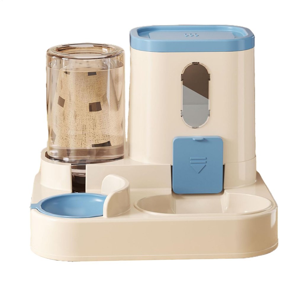Automatic Food Dispenser and Water Bowl Set for Cats, Dogs, and Small Pets, 9.84 × 8.66 × 7.87 in