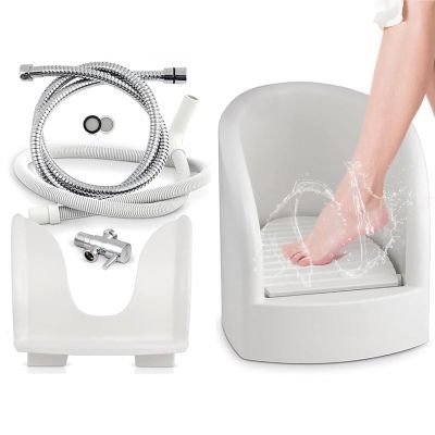 SNBGRYE Muslim Foot Bath with Pressure Spray, Inlet/Drain Pipes & Angle Valve, Heat-Resistant to 90°C
