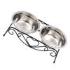 Elevated Pet Food Bowl with Stand, 1 Set, Stainless Steel, Black view 1