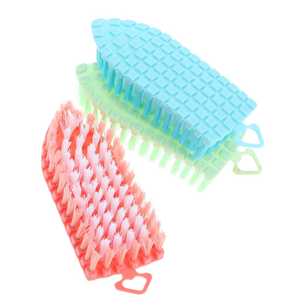 Happyyami 3-Pack Shoe Cleaning and Nail Dust Brushes, Plastic, Flexible, Lightweight, with Comfortable Grip