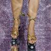 LIUGUISUOCHBH Women's High Heels, 15 cm Block Heel, Lace-Up Platform Sandals, Gold, Size 46 view 2