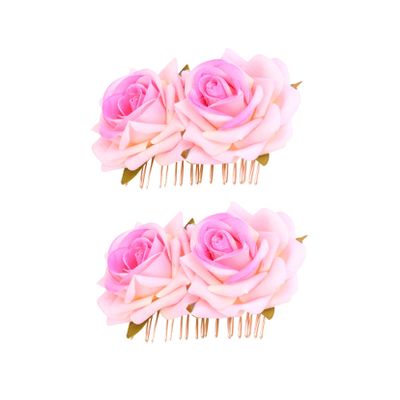 DEARMAMY 2-Piece Fabric Rose Hair Combs