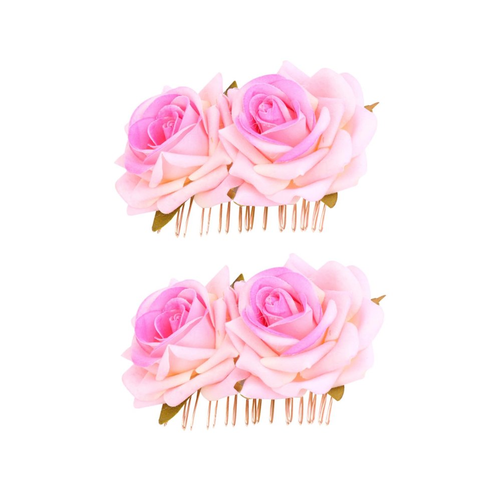 DEARMAMY 2-Piece Fabric Rose Hair Combs